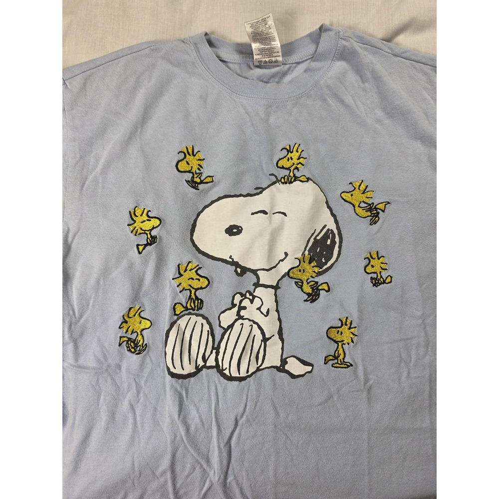 Peanuts Snoopy Woodstock Shirt Mens Small Light Blue Embroidered Graphic Tee